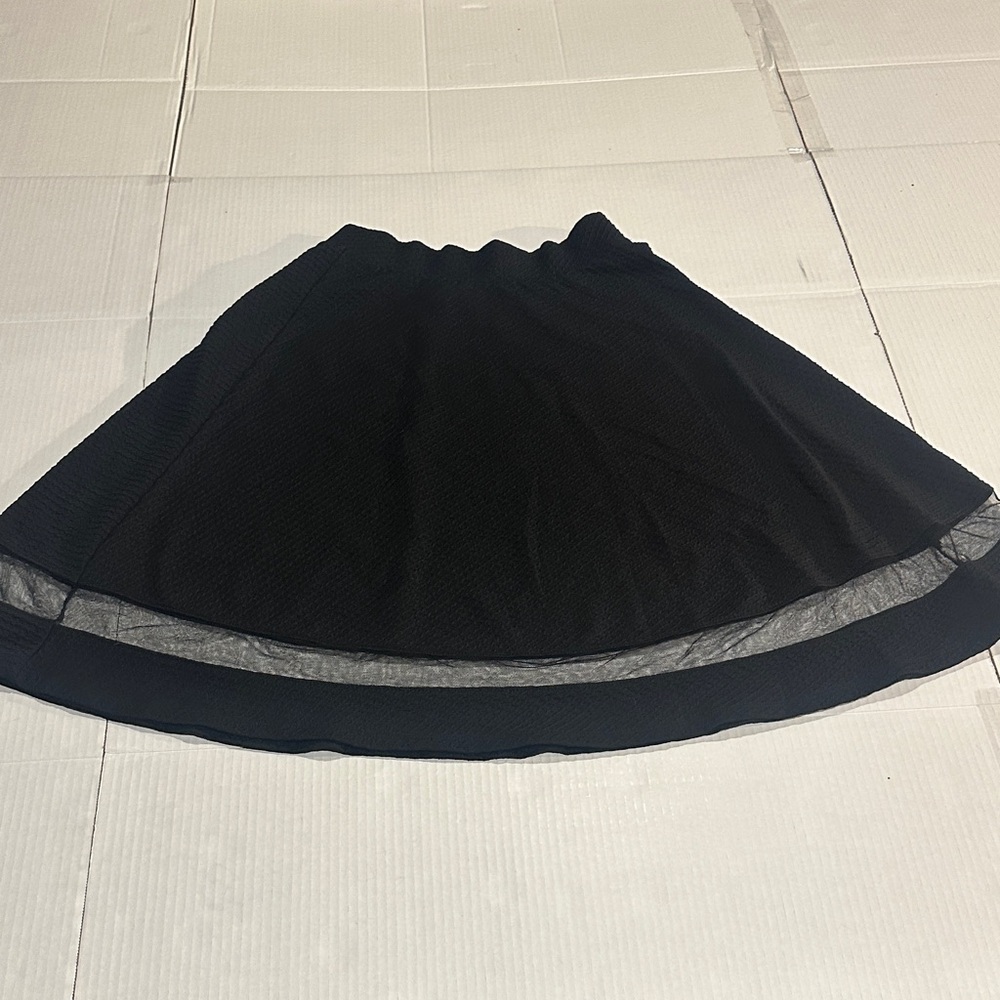 Faith and joy Elegant Black Skirt w mesh stripe bottom stretchy waist material